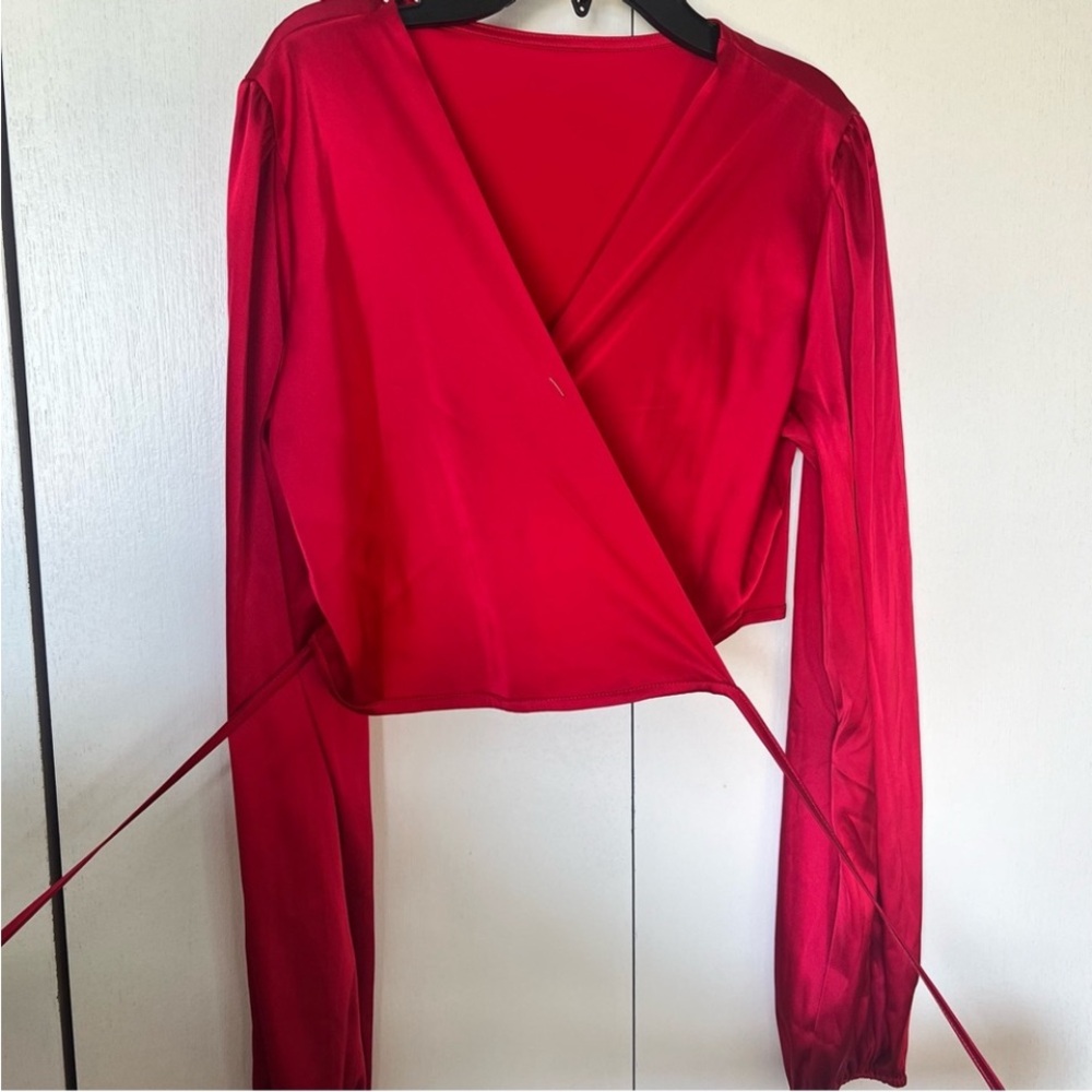 Elegant Red Wrap Top